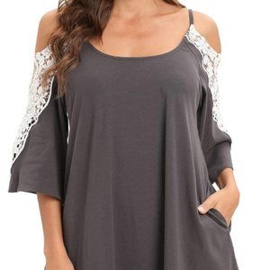 Roiii Women's Embroidered Crochet Lace Sleeve Tunic Size 2Xl. C21